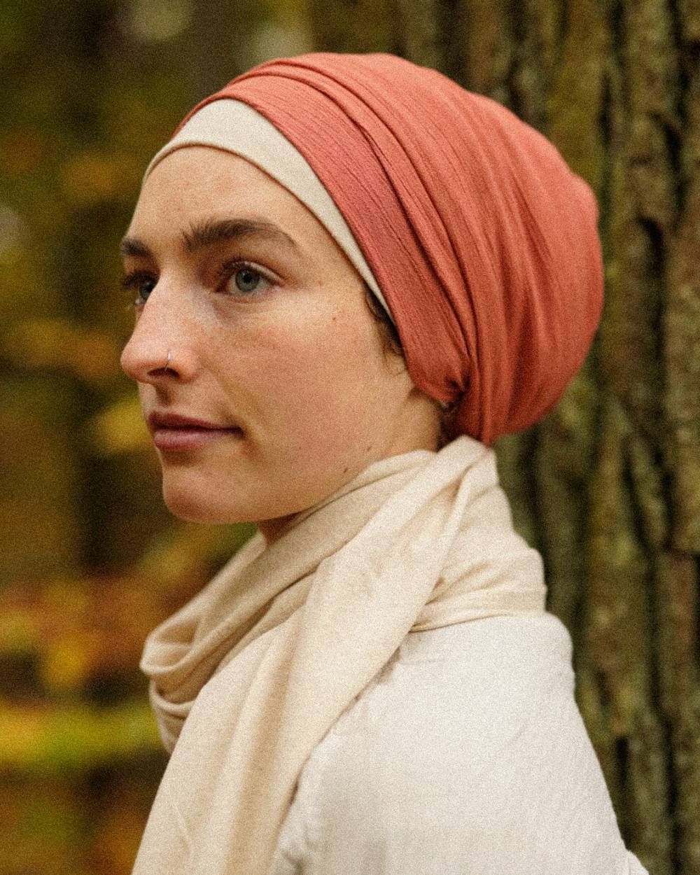 Crinkle Chiffon Hijab aus Viskose und Leinen Fox Red - "Sandy"