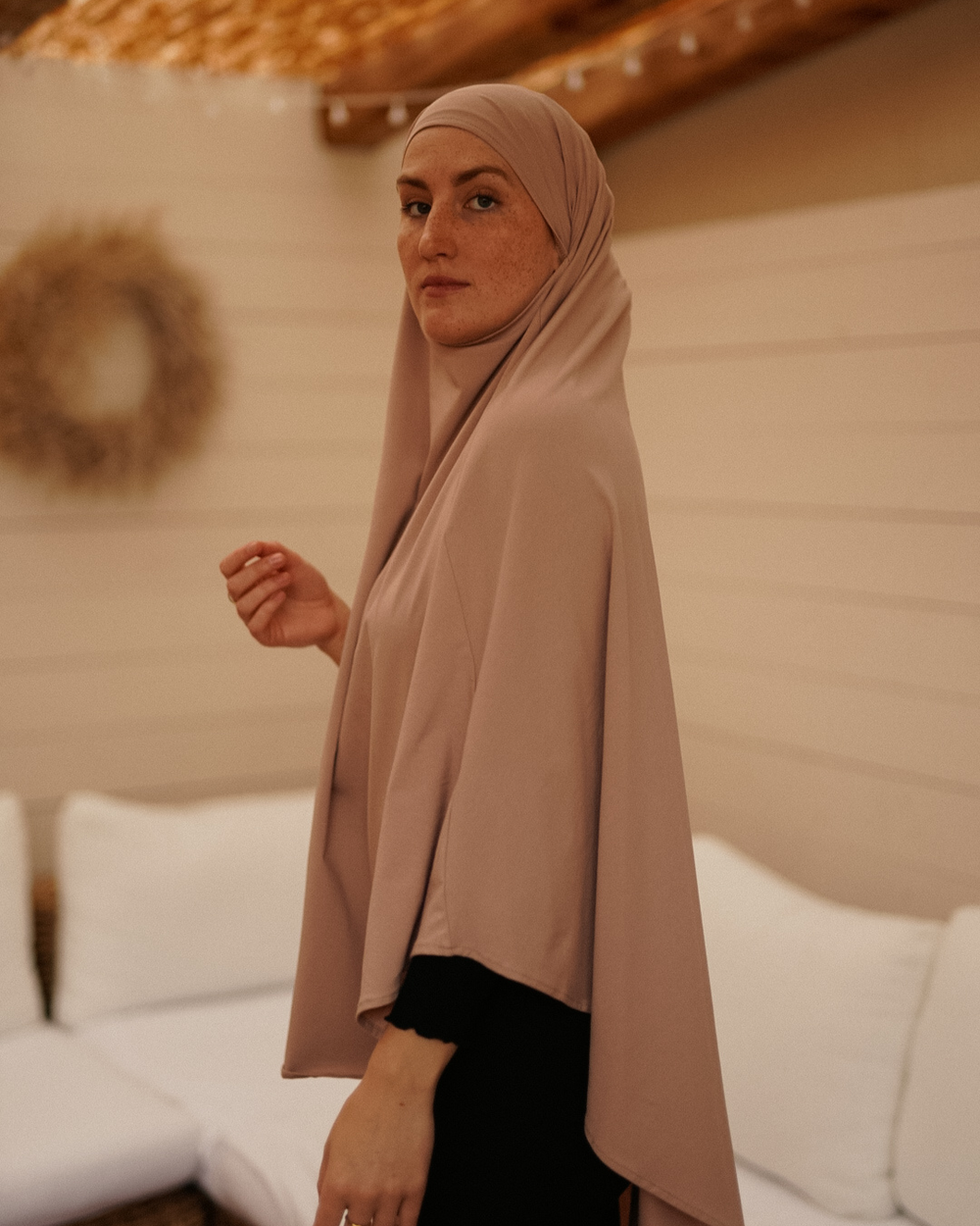Khimar jersey made from organic cotton Light Taupe