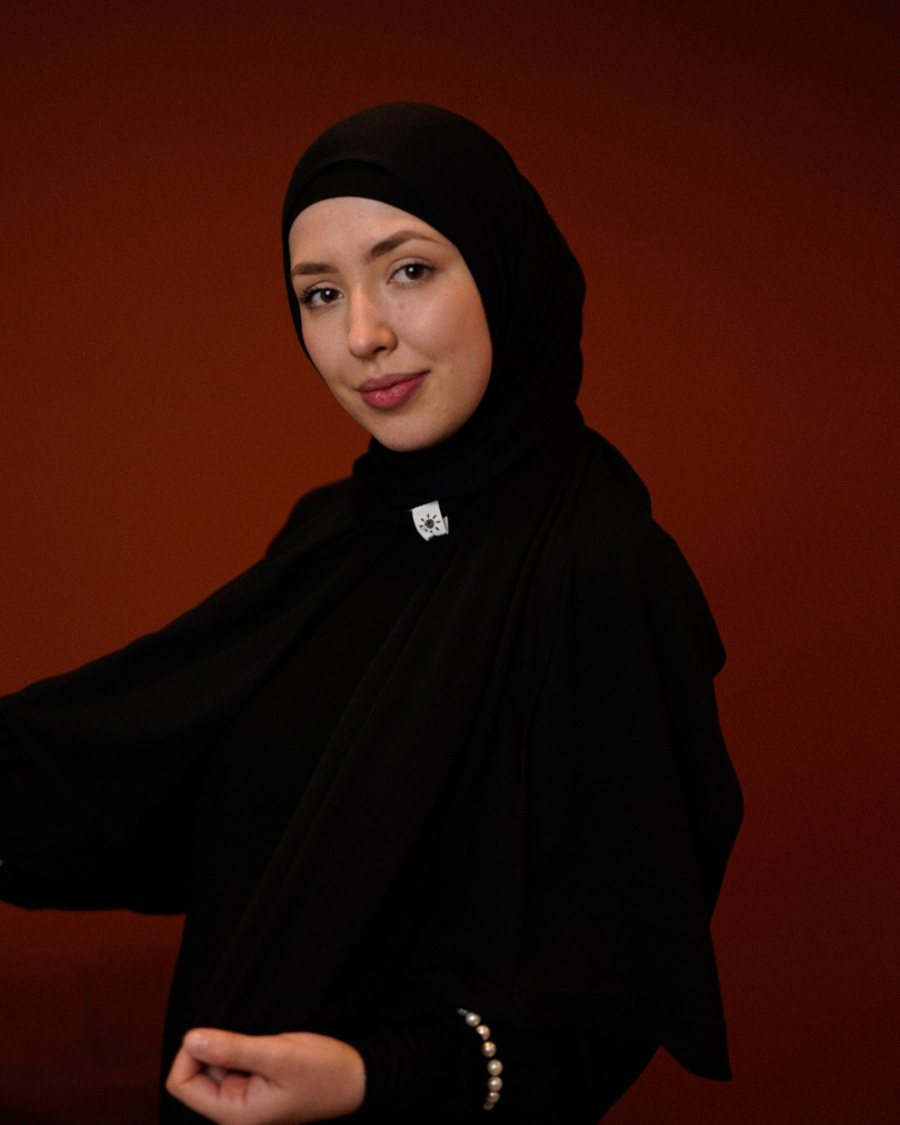 Premium Jersey Hijab aus Seide und Bio-Baumwolle Black - "Mariposa"