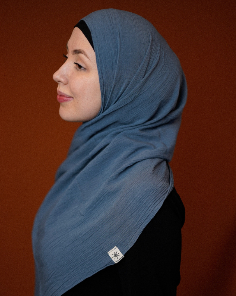 Crinkle Chiffon Hijab aus Viskose und Leinen Oceana - "Sandy"